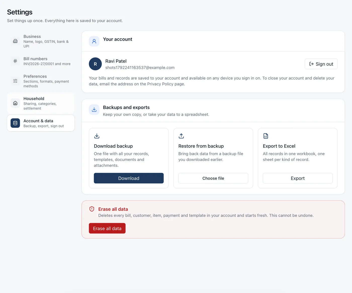 Backup and restore