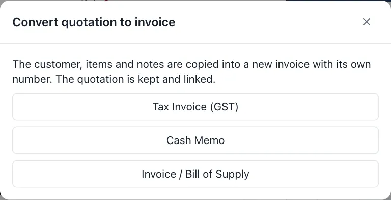 Convert to invoice