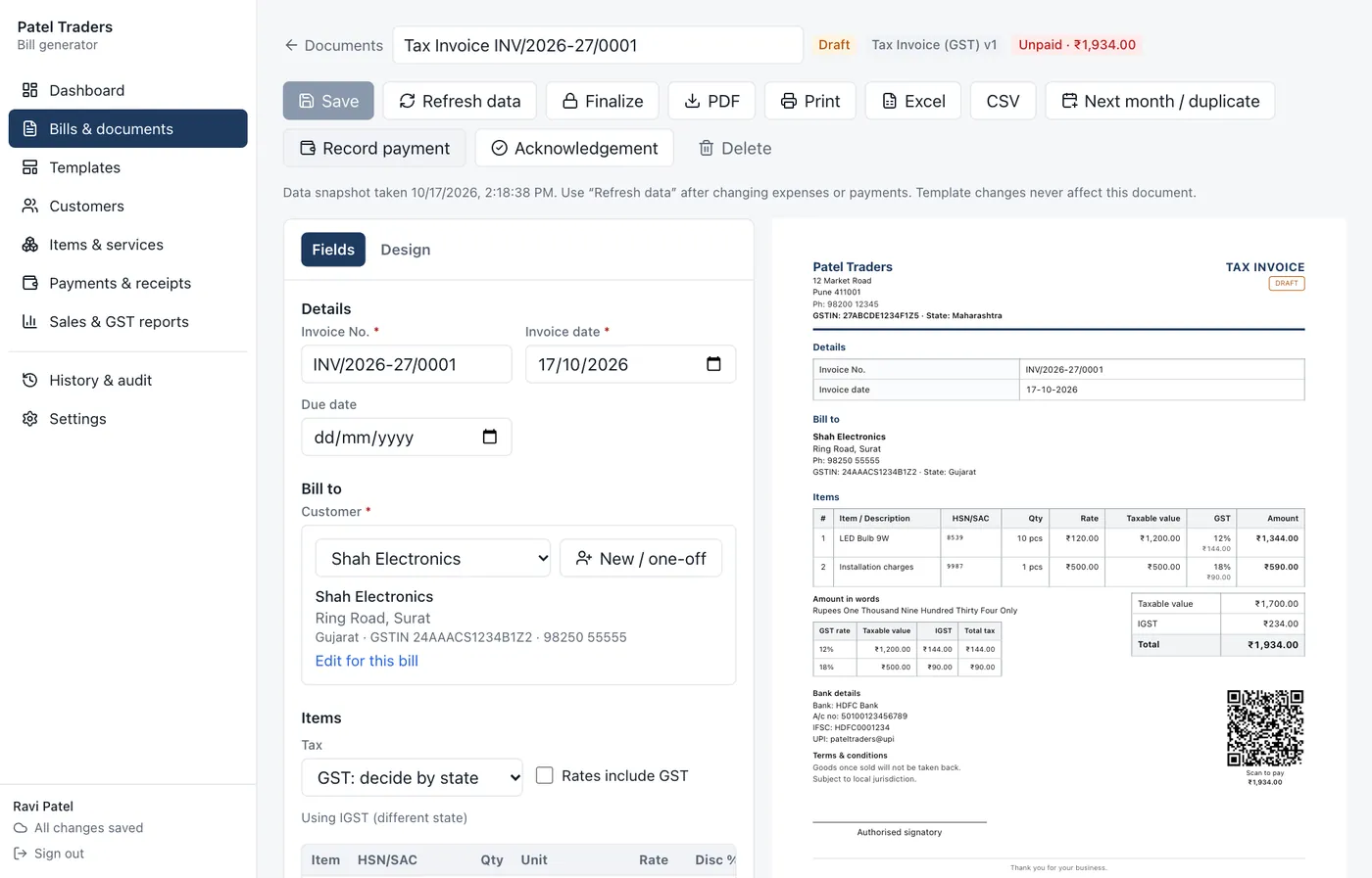 Making an invoice